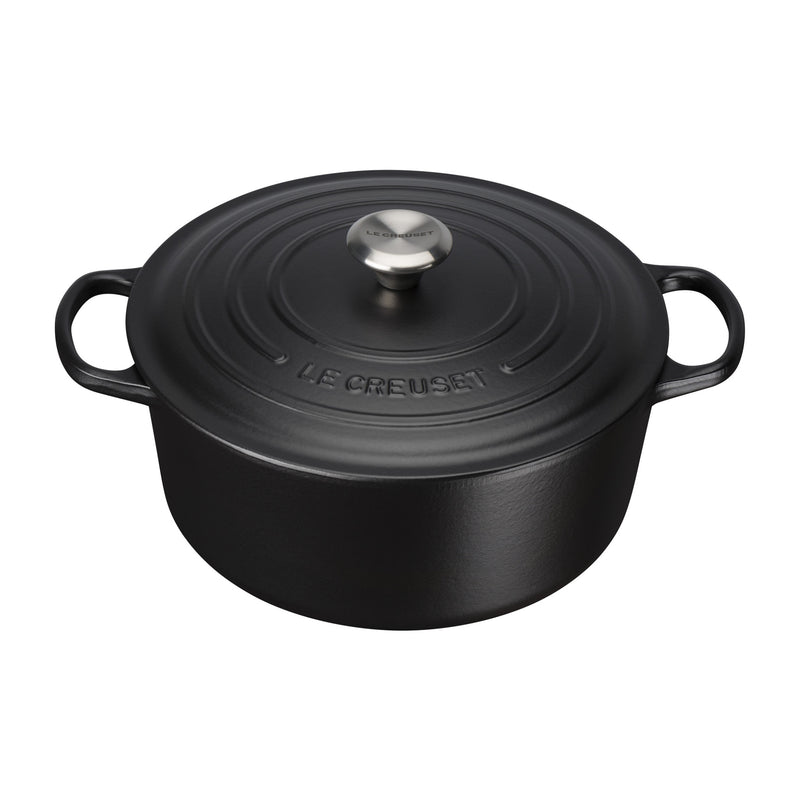 Round Cast Iron Casserole Dish | Satin Black | 20cm