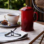 Cafetiere with Metal Press | Stoneware | Cerise