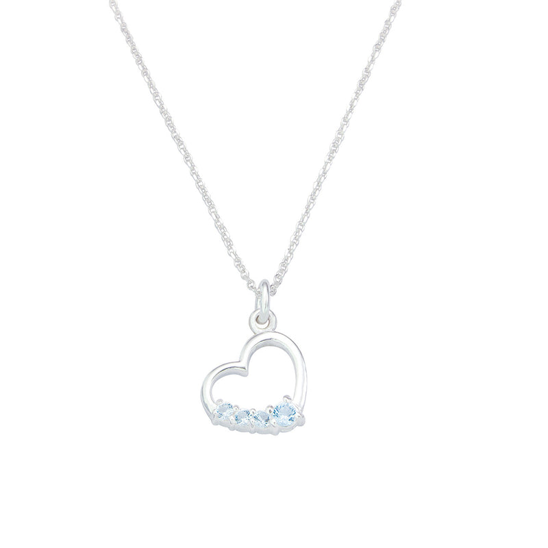 Ettie Aquamarine Heart Pendant Necklace | Sterling Silver