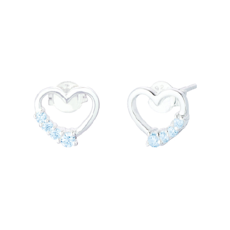 Ettie Aquamarine Heart Stud Earrings | Sterling Silver