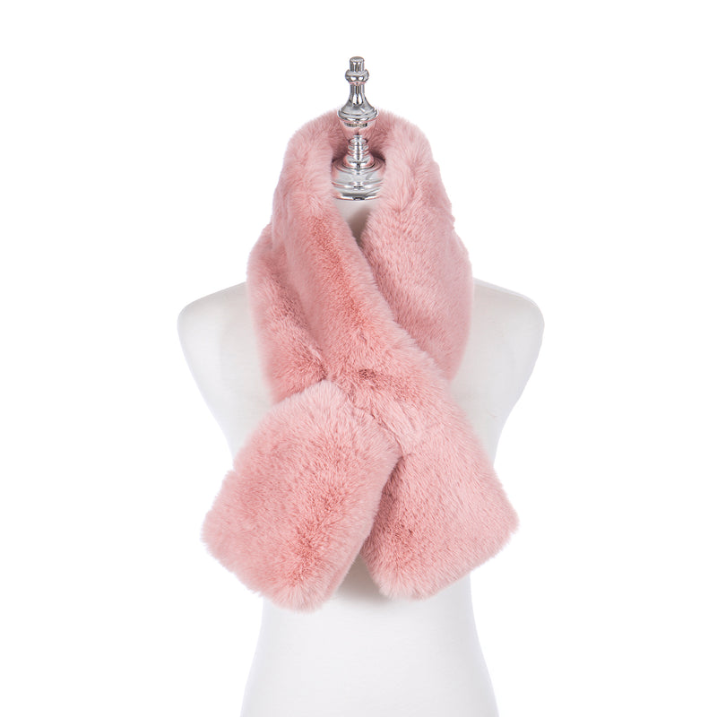 Faux Fur Pull Through Scarf | Pink