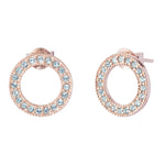 Open Circle Aquamarine Earrings | Nola | Sterling Silver & Rose Gold Plate