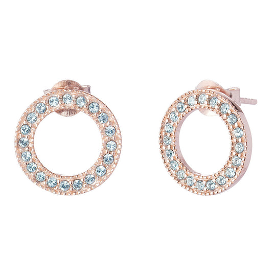 Open Circle Aquamarine Earrings | Nola | Sterling Silver & Rose Gold Plate