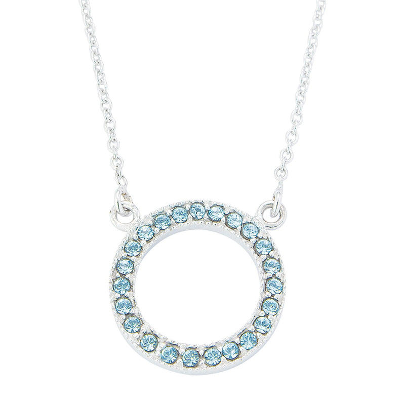 Open Circle Aquamarine Pendant & Chain | Nola | Sterling Silver