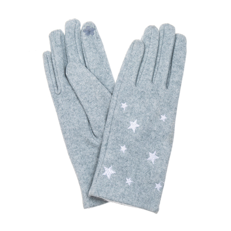 Star Embroidered Gloves | Denim Blue