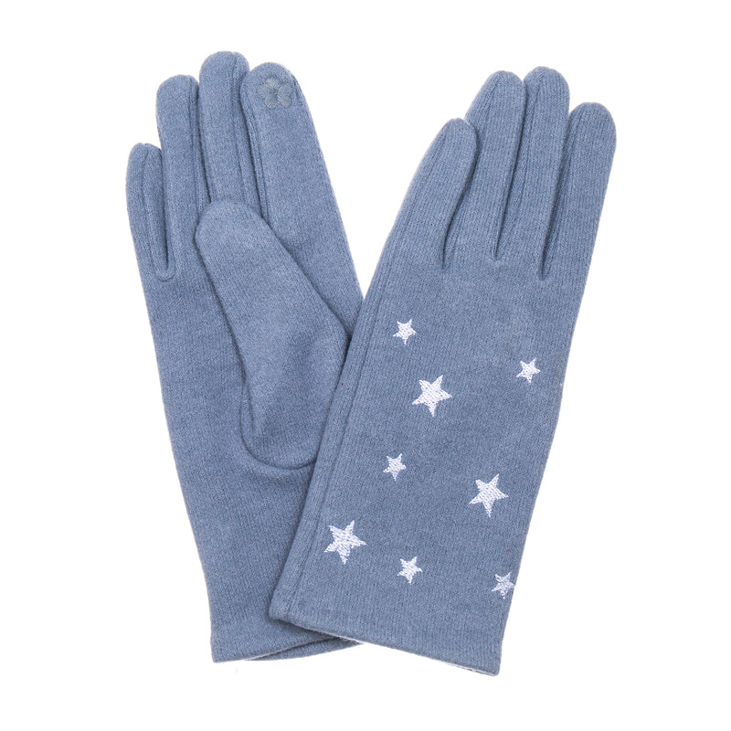 Star Embroidered Gloves | Navy