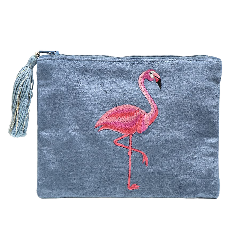 Flamingo Zip Pouch | Dusky Blue