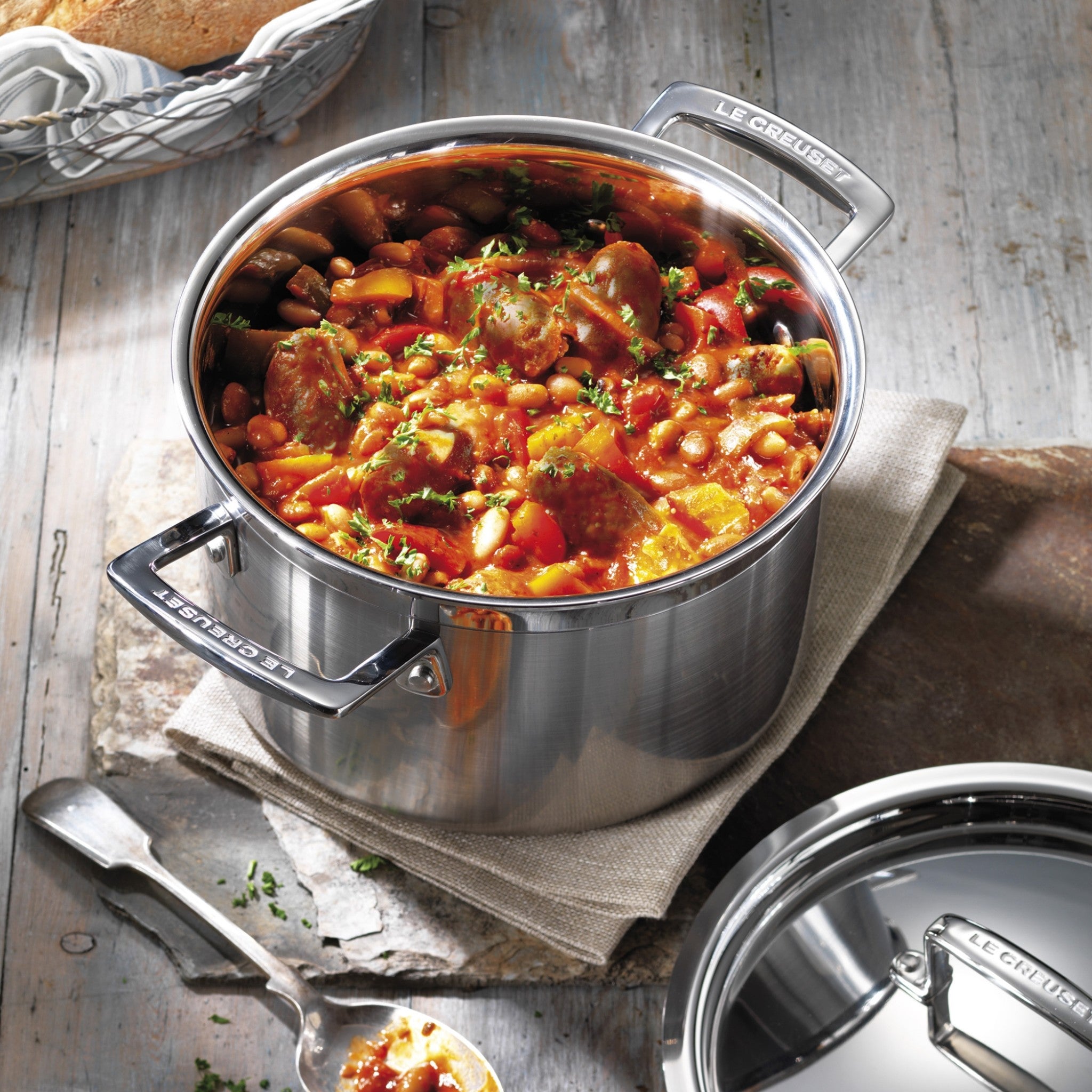 Buy Le Creuset 24cm Stainless Steel Casserole Dish with Lid About Living