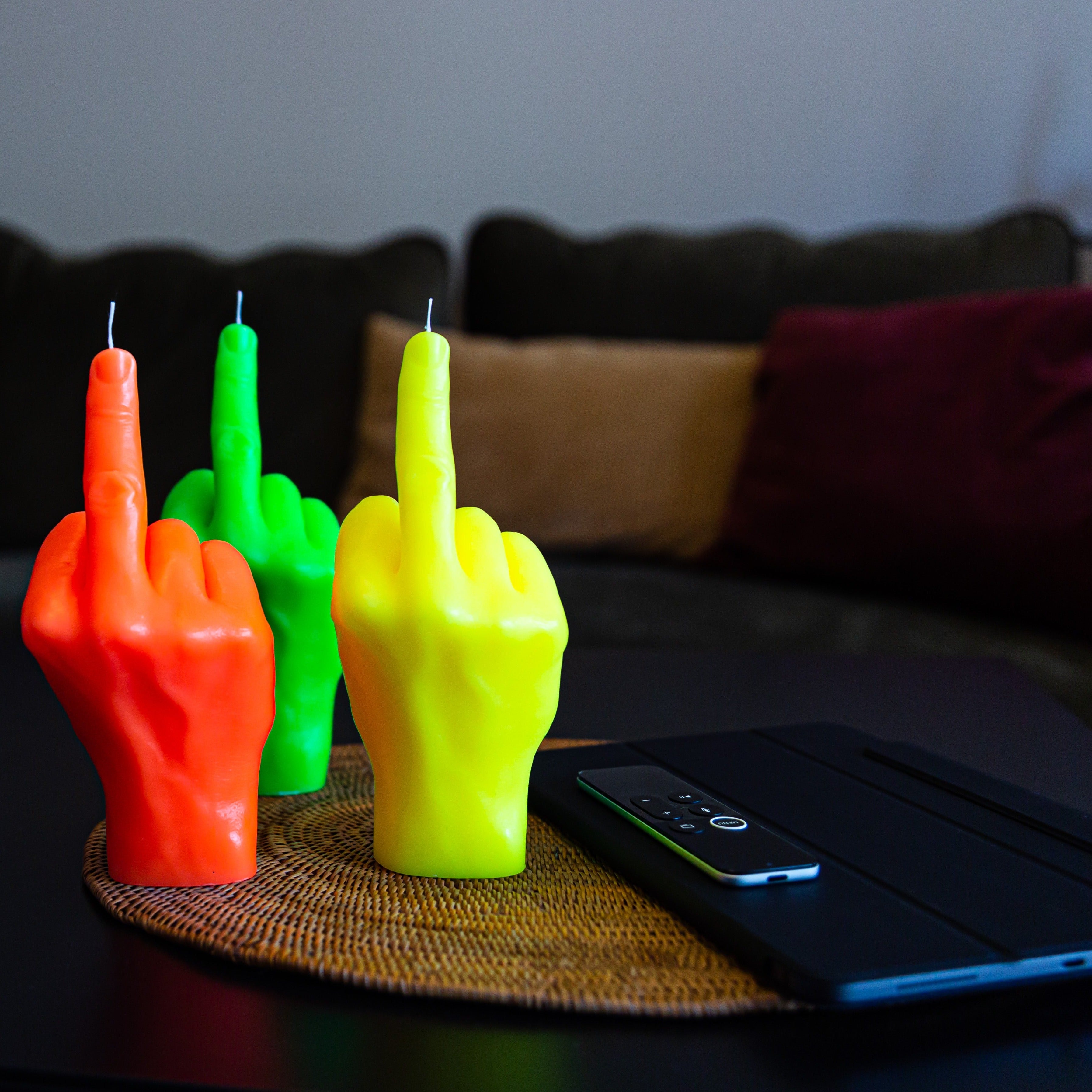 CandleHand Fcuk You Middle Finger Candle - Neon Yellow