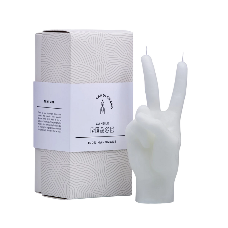 Peace Hand Gesture Candle | White