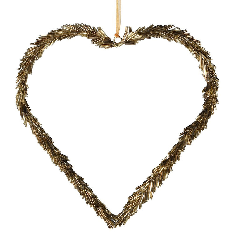 Copper Beaded Hanging Heart Decoration