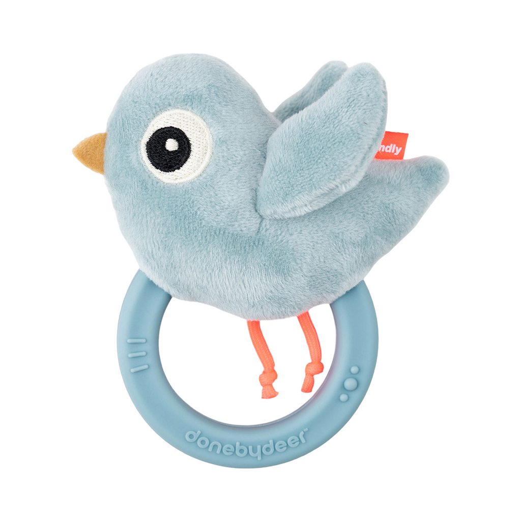 Buy Done by Deer Blue Birdee Sensory Rattle with Teether | About Living