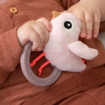 Birdee Sensory Rattle with Teether | Powder Pink