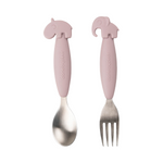 Deer Friends Easy Grip Spoon & Fork Set | Powder Pink