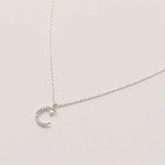 Moon and Star Necklace | Silver Plated