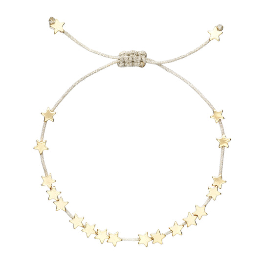 Stars So Bright Bracelet with Silver Metallic Cord | Gold Plated