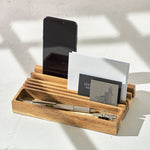 Desk Organiser with Phone Stand | Wood