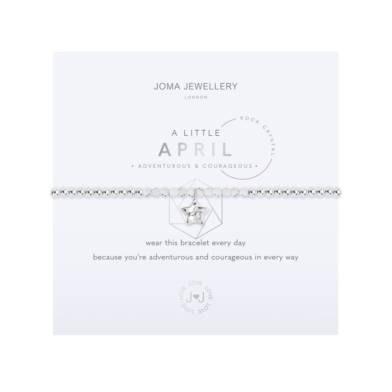 A Little April Birthstone Bracelet | Silver Plated with Rock Crystal