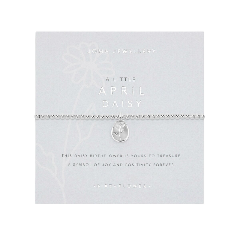 A Little 'April' Daisy Birthflower Bracelet | Silver Plated