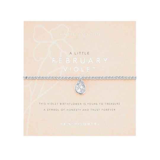 A Little 'February' Violet Birthflower Bracelet | Silver Plated