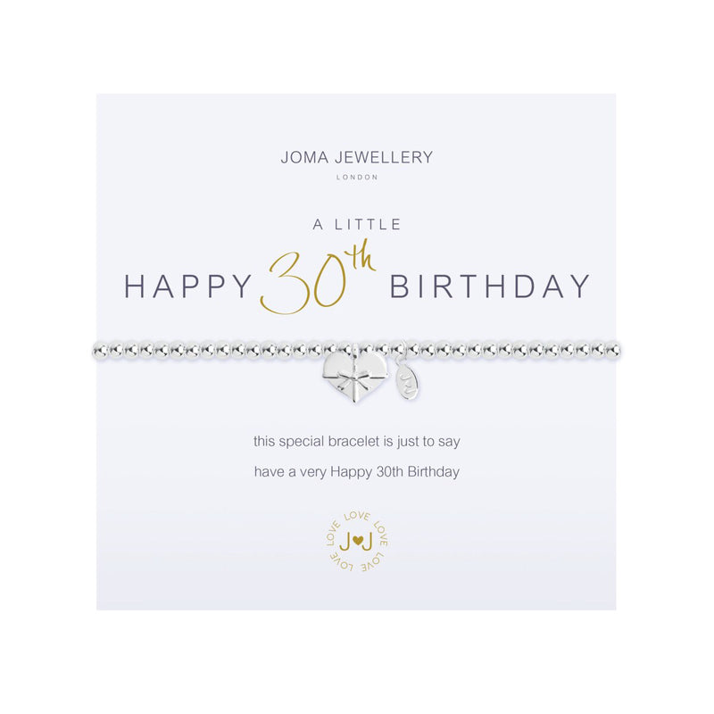 A Little 'Happy 30th Birthday' Bracelet | Silver Plated