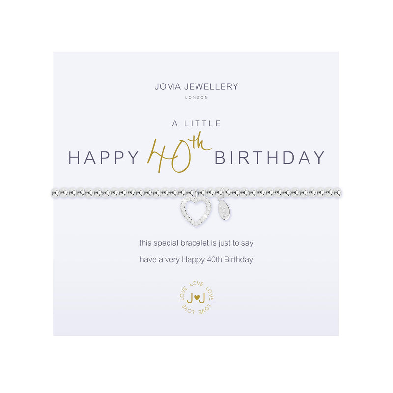 A Little 'Happy 40th Birthday' Bracelet | Silver Plated