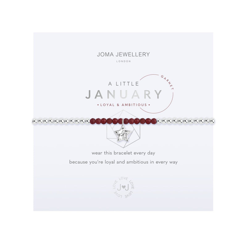 A Little January Birthstone Bracelet | Silver Plated with Garnet