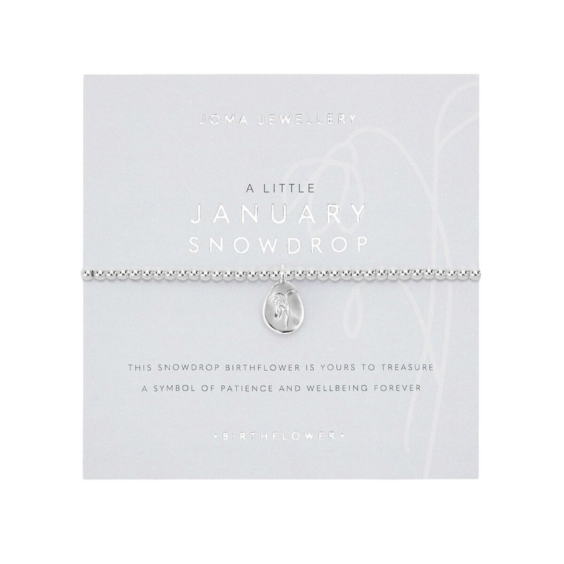 A Little 'January' Snowdrop Birthflower Bracelet | Silver Plated