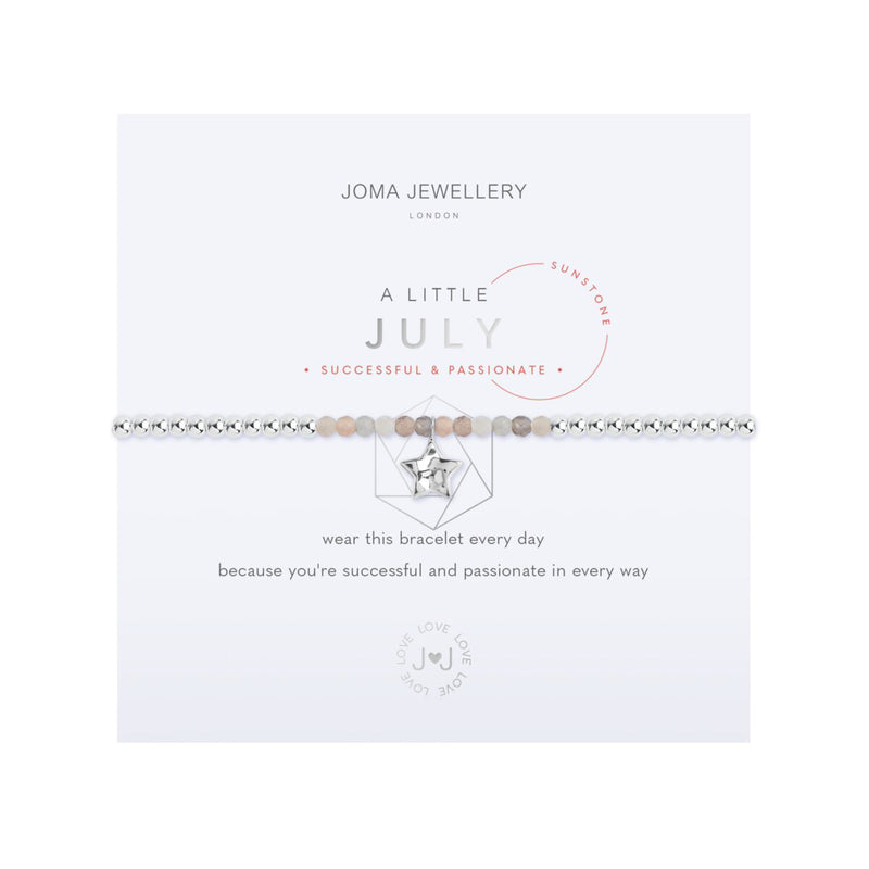 A Little July Birthstone Bracelet | Silver Plated with Sunstone