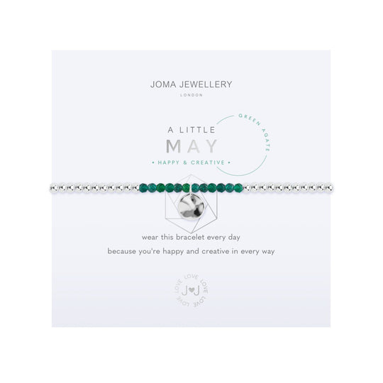 A Little May Birthstone Bracelet | Silver Plated with Green Agate