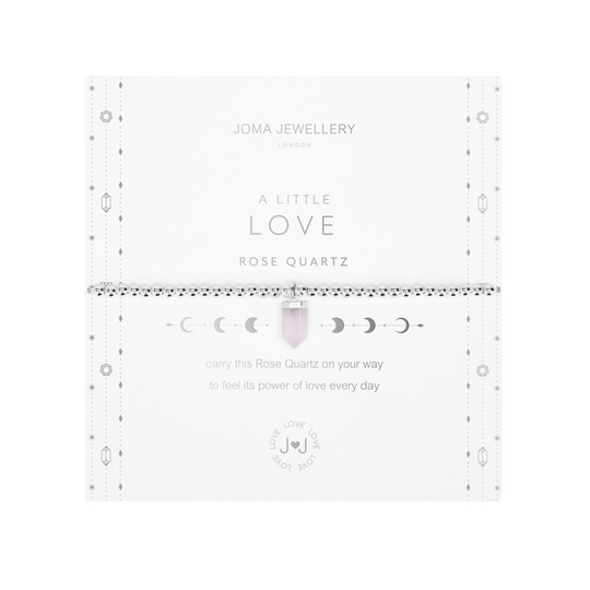 Affirmation Crystal 'Love' Bracelet | Silver Plated with Rose Quartz