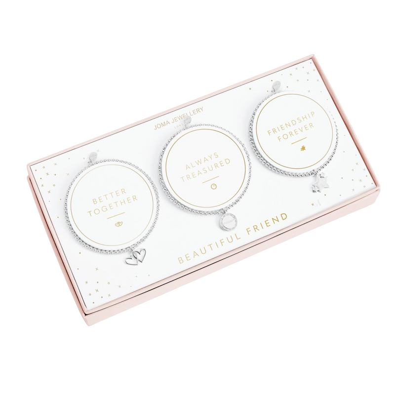 'Beautiful Friend' Celebration Bracelet Set | Silver Plated