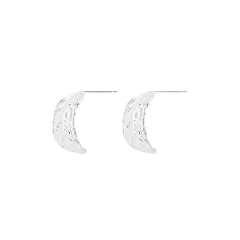 Freya Feather Huggie Hoop Earrings | Silver Plated
