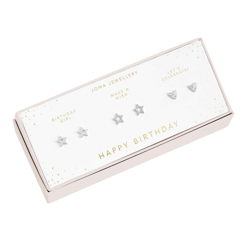 'Happy Birthday' Celebration Earring Set | Silver Plated | 3 Piece