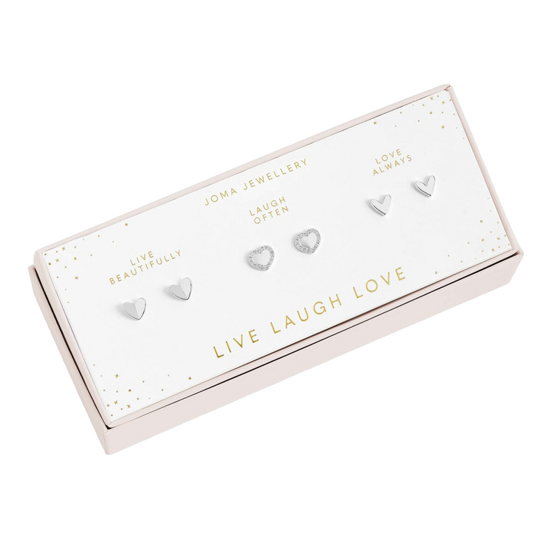 'Live Laugh Love' Celebration Earring Set | Silver Plated | 3 Piece