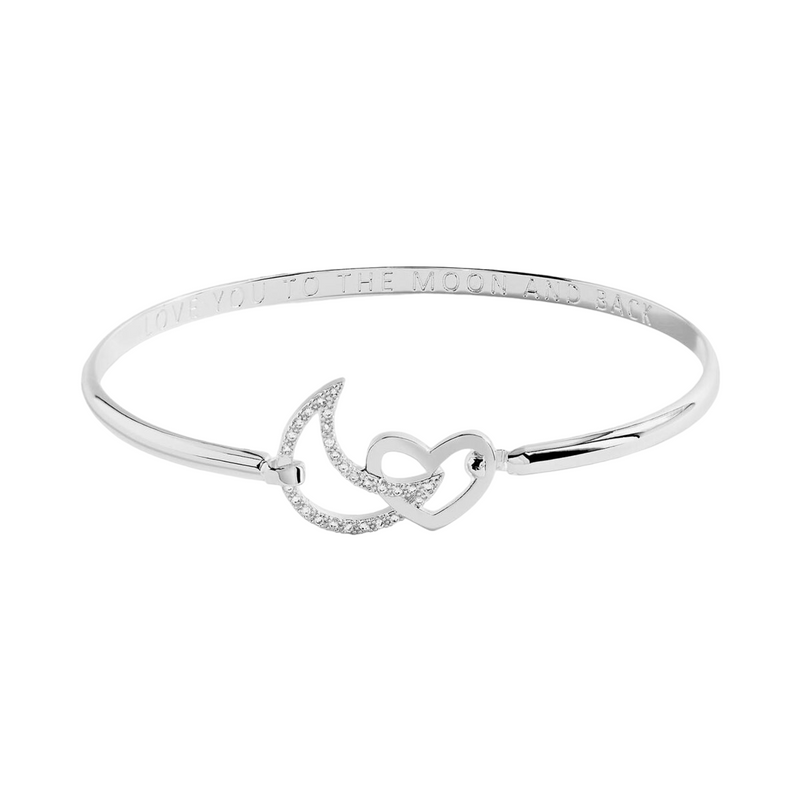 'Love You to the Moon and Back' Engraved Bangle | Silver Plated