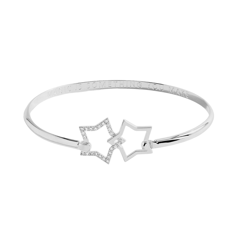 'Magic is Something You Make' Engraved Bangle | Silver Plated