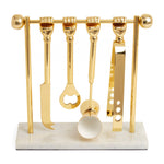 Brass Barbell Barware Set