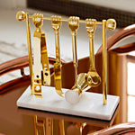 Brass Barbell Barware Set
