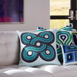 Milano Woven Circles Cushion | Turquoise & Navy | 51cm