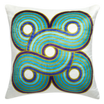 Milano Woven Circles Cushion | Turquoise & Navy | 51cm