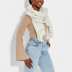 Leopard Print Blanket Scarf | Duck Egg Blue & White
