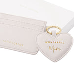 'Wonderful Mum' Heart Keyring & Card Holder | Off White