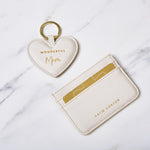 'Wonderful Mum' Heart Keyring & Card Holder | Off White