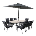 Monza 8 Seat Set with Lazy Susan, Highback Armchairs & 2m Parasol