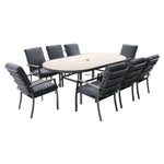 Monza 8 Seat Set with Lazy Susan, Highback Armchairs & 2m Parasol