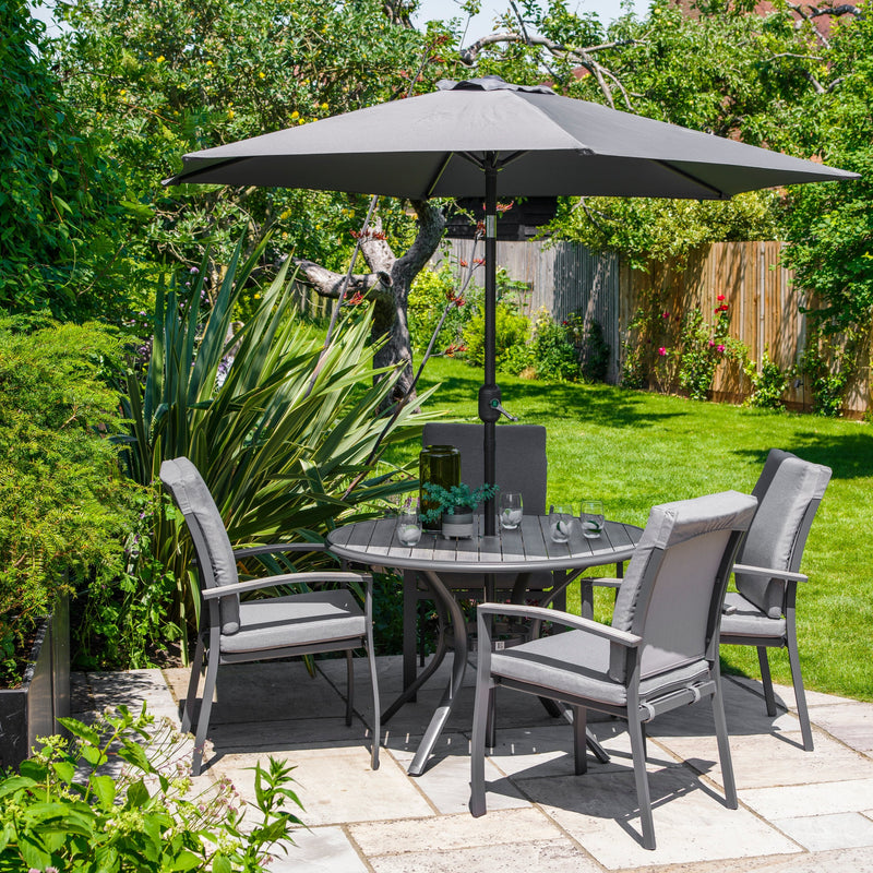 Turin 4 Seat Dining Set with 2.5m Parasol
