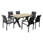 Venice 6 Seat Dining Set with Stacking Armchair & 3m Parasol