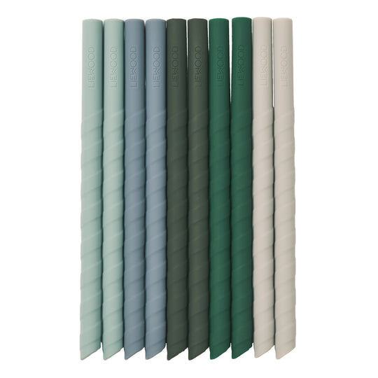 Timoti Silicone Straw Set | Green Mix | 10 Pack