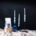 Twisted Taper Candles | Ice Blue | Set of 3